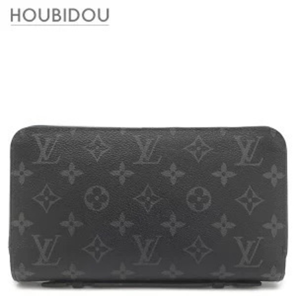 Louis Vuitton Zippy Long Wallet Monogram Eclipse Black Round Zipper